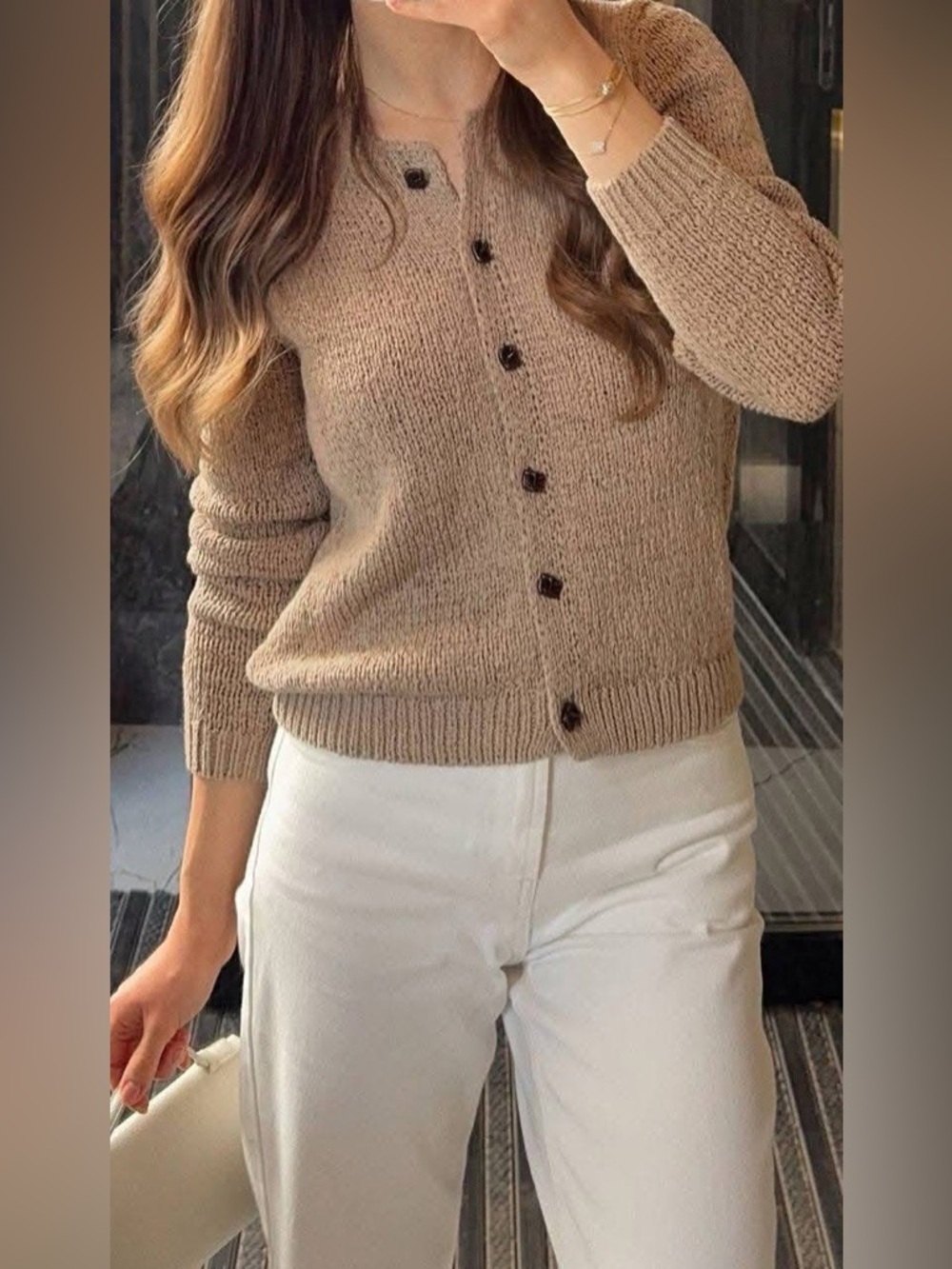 Zara rustic tape-yarn knit button-front cardigan. M NWT